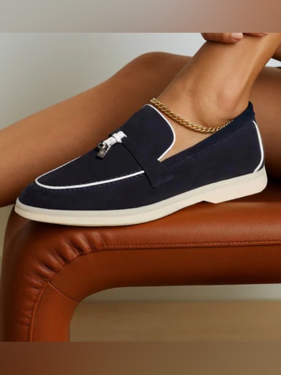 Loro Piana Summer Walk Navy Suede Unisex Loafers main image 4